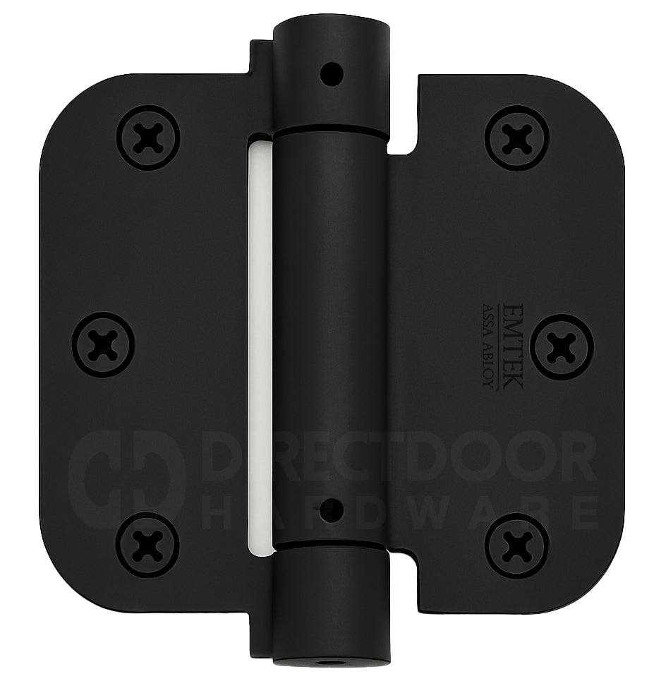 Emtek 3.5 Spring Door Hinge with 5/8 Inch Round Corners in Flat Black