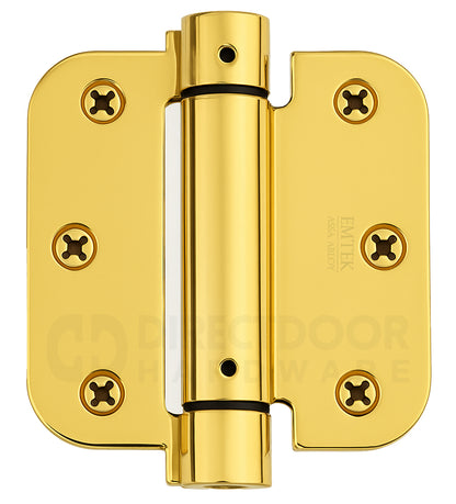 Emtek 3.5 Spring Door Hinge with 5/8 Inch Round Corners in Polished Brass