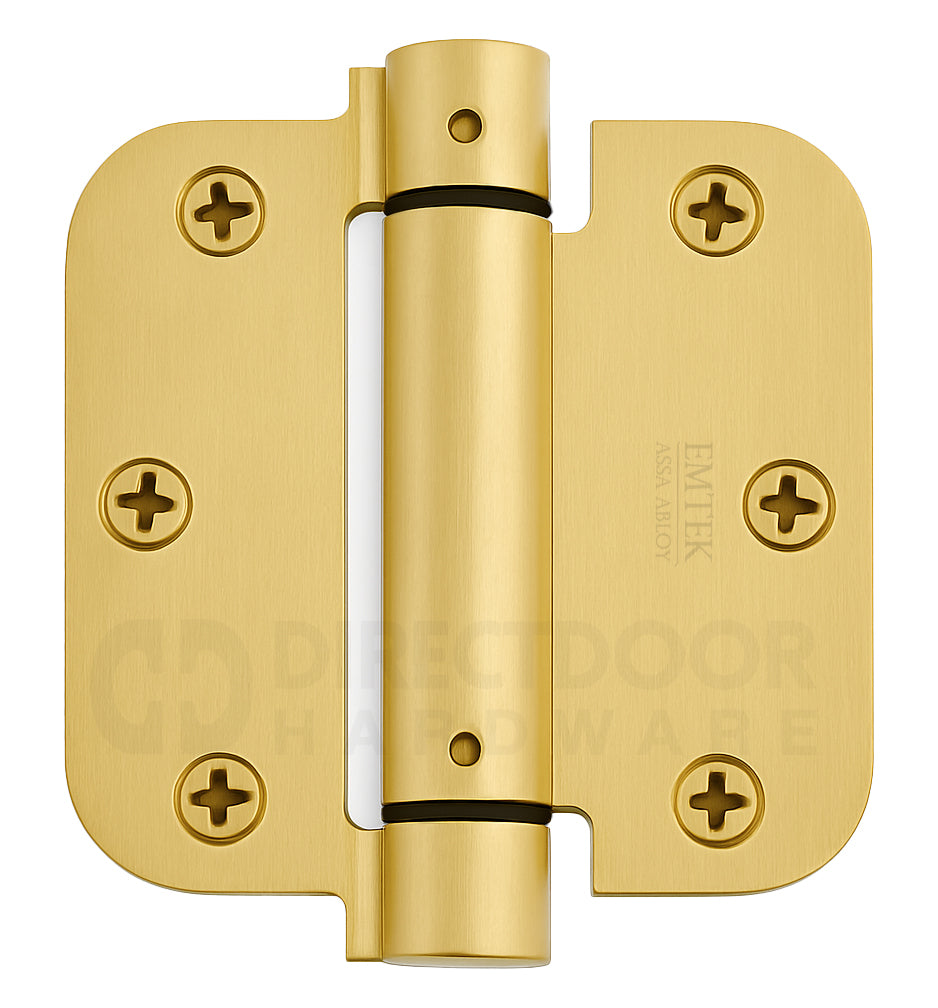 Emtek 3.5 Spring Door Hinge with 5/8 Inch Round Corners in Satin Brass