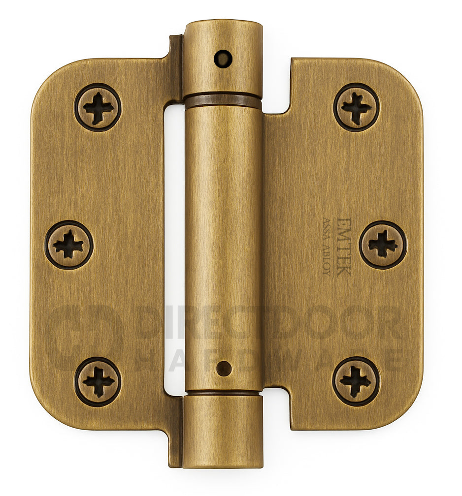Emtek 3.5 Spring Door Hinge with 5/8 Inch Round Corners in French Antique