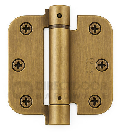 Emtek 3.5 Spring Door Hinge with 5/8 Inch Round Corners in French Antique