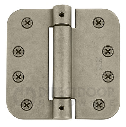 Emtek 4" Steel Spring Door Hinges with 5/8 Inch Round Corners in Tumbled White Bronze