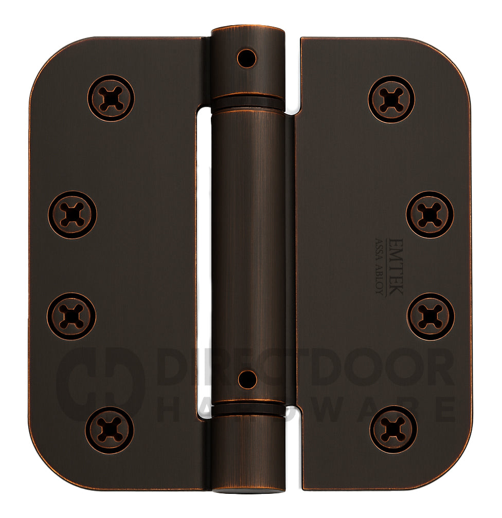Emtek 4" Steel Spring Door Hinges with 5/8 Inch Round Corners in Oil Rubbed Bronze