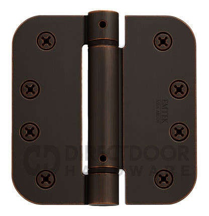 Emtek 4" Steel Spring Door Hinges with 5/8 Inch Round Corners in Oil Rubbed Bronze