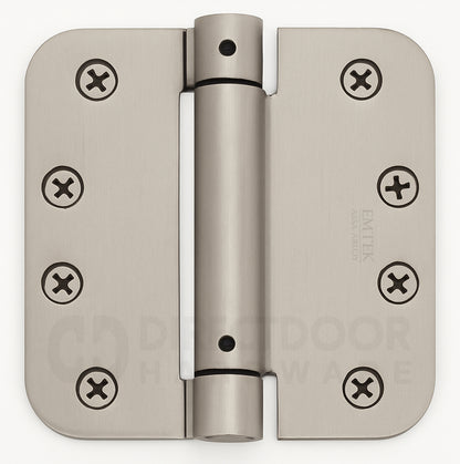 Emtek 4" Steel Spring Door Hinges with 5/8 Inch Round Corners in Satin Nickel