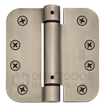 Emtek 4" Steel Spring Door Hinges with 5/8 Inch Round Corners in Pewter
