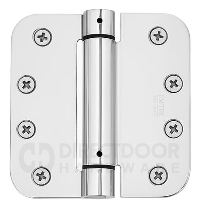 Emtek 4" Steel Spring Door Hinges with 5/8 Inch Round Corners in Polished Chrome