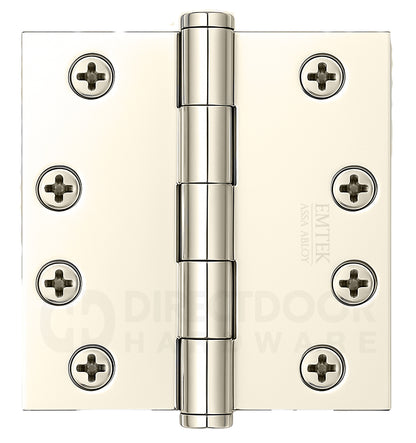 Emtek 4 Inch Solid Brass Residential Duty Door Hinges with Square Corners  (pair)