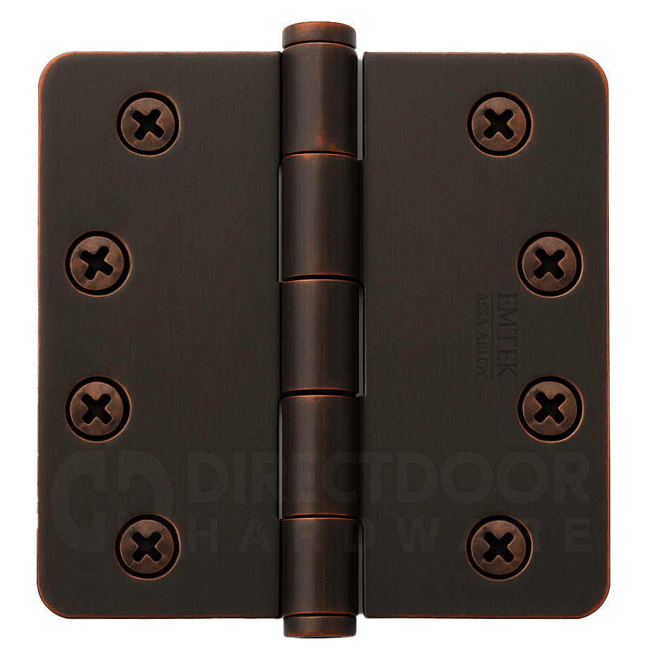 Emtek 4 Inch Residential Duty Door Hinges With 1/4 Inch Round Corners Oil Rubbed Bronze