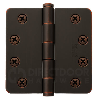 Emtek 4 Inch Residential Duty Door Hinges With 1/4 Inch Round Corners Oil Rubbed Bronze