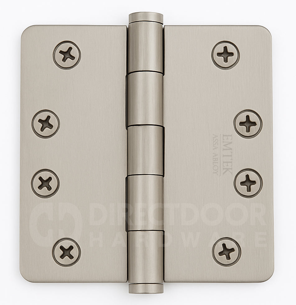 Emtek 4 Inch Solid Brass Residential Duty Door Hinges with 1/4 Inch Round Corners  (pair)