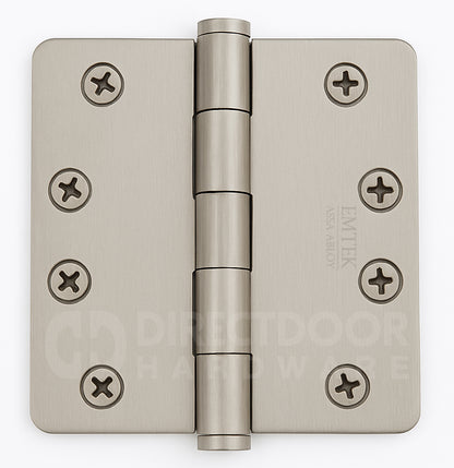 Emtek 4 Inch Solid Brass Residential Duty Door Hinges with 1/4 Inch Round Corners  (pair)