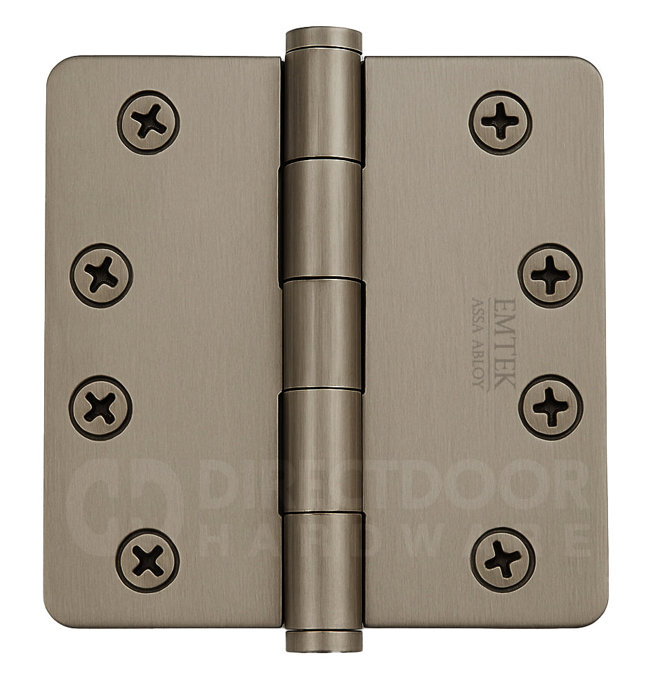 Emtek 4 Inch Residential Duty Door Hinges With 1/4 Inch Round Corners Pewter