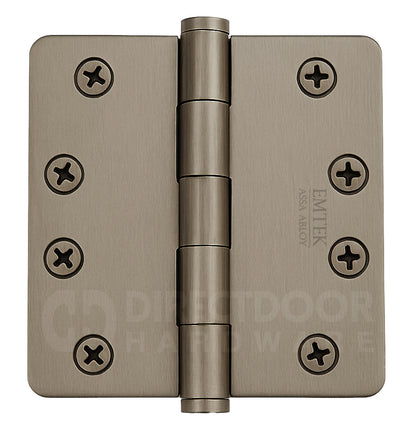 Emtek 4 Inch Residential Duty Door Hinges With 1/4 Inch Round Corners Pewter