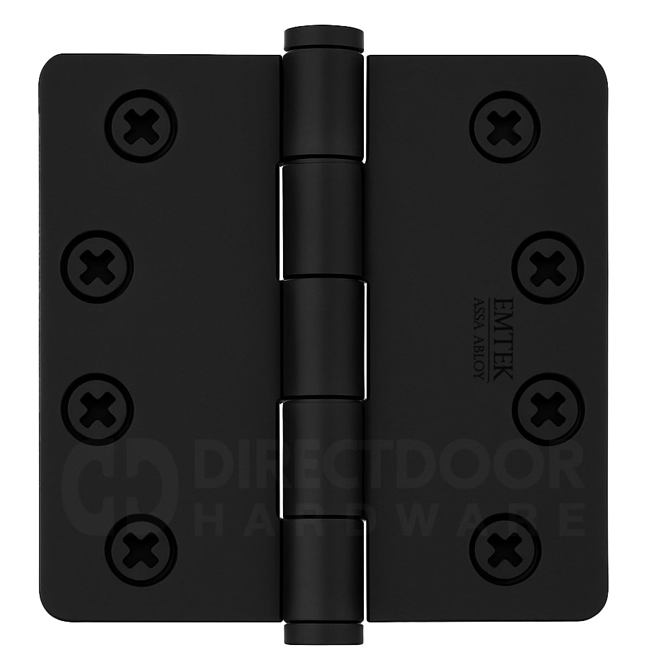 Emtek 4 Inch Residential Duty Door Hinges With 1/4 Inch Round Corners Flat Black
