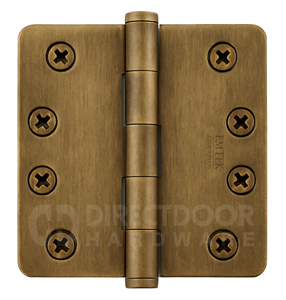 Emtek 4 Inch Residential Duty Door Hinges With 1/4 Inch Round Corners French Antique