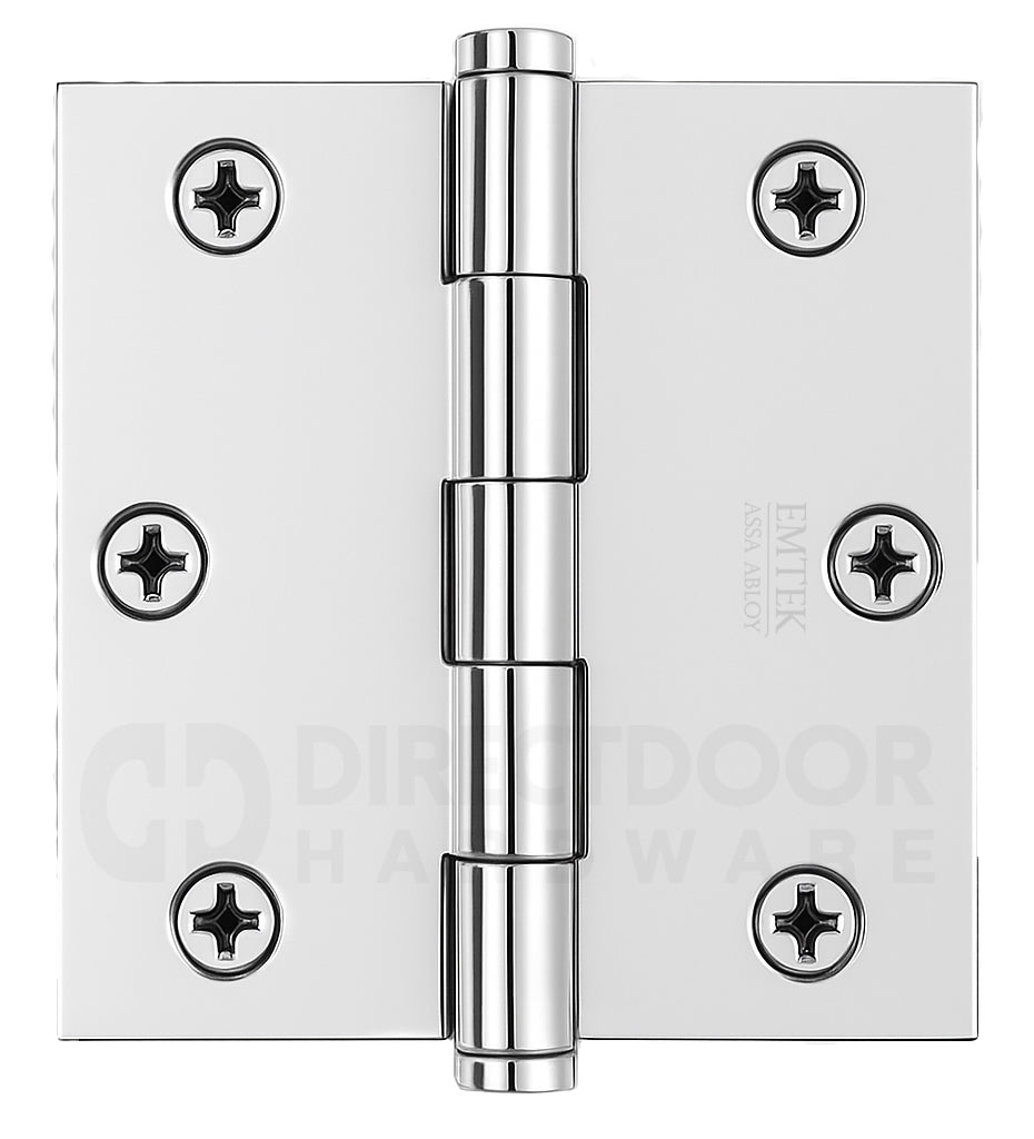 Emtek 3.5 Inch Heavy Duty Door Hinges With Square Corners Polished Chrome