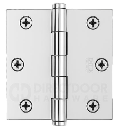 Emtek 3.5 Inch Heavy Duty Door Hinges With Square Corners Polished Chrome