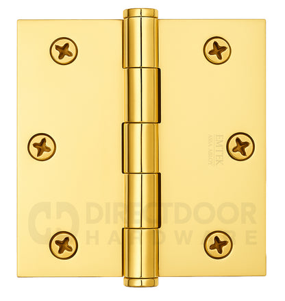 Emtek 3.5 Inch Heavy Duty Door Hinges With Square Corners Polished Brass