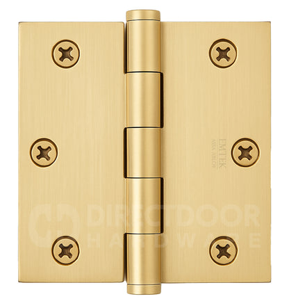 Emtek 3.5 Inch Heavy Duty Door Hinges With Square Corners in Satin Brass