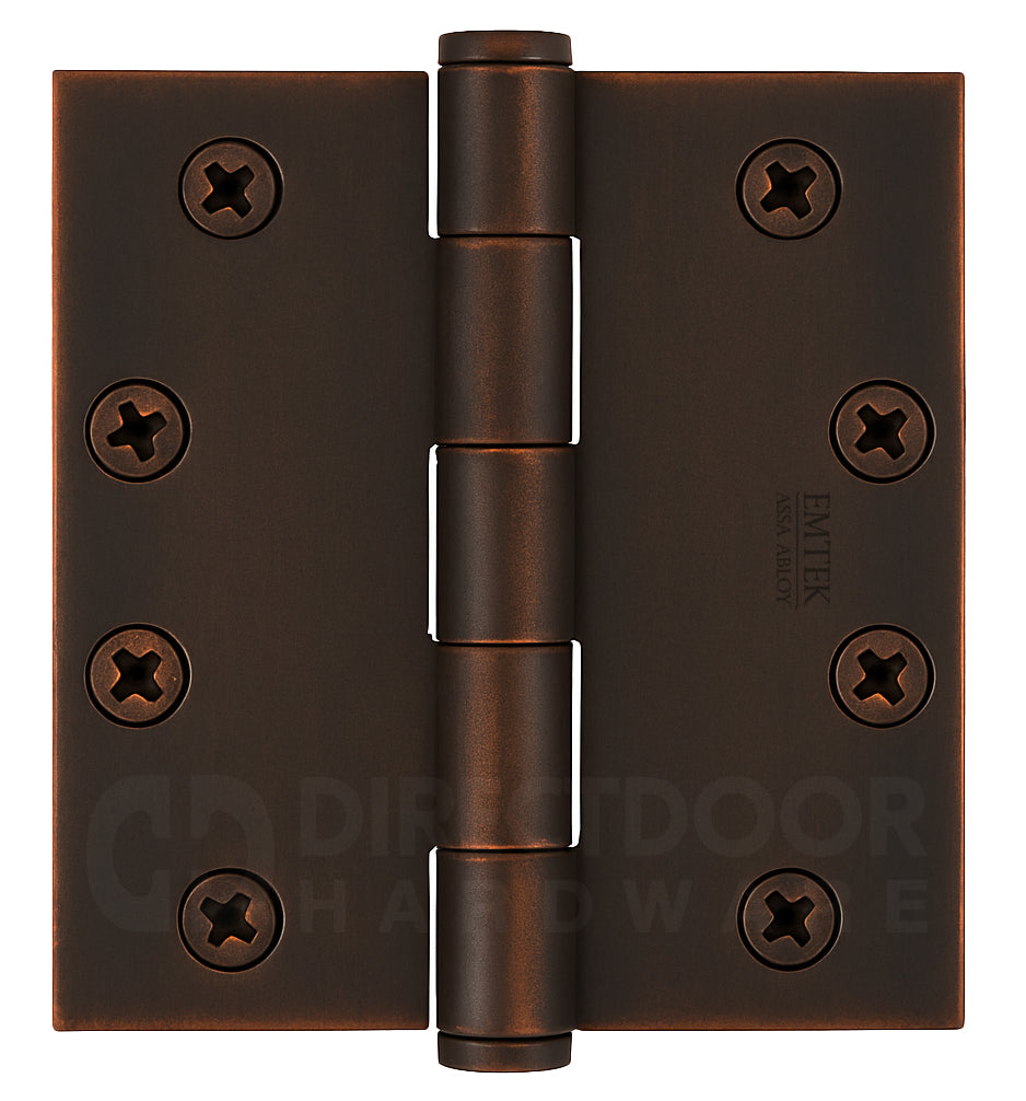 Emtek 4 Inch Heavy Duty Door Hinges With Square Corners in Oil Rubbed Bronze