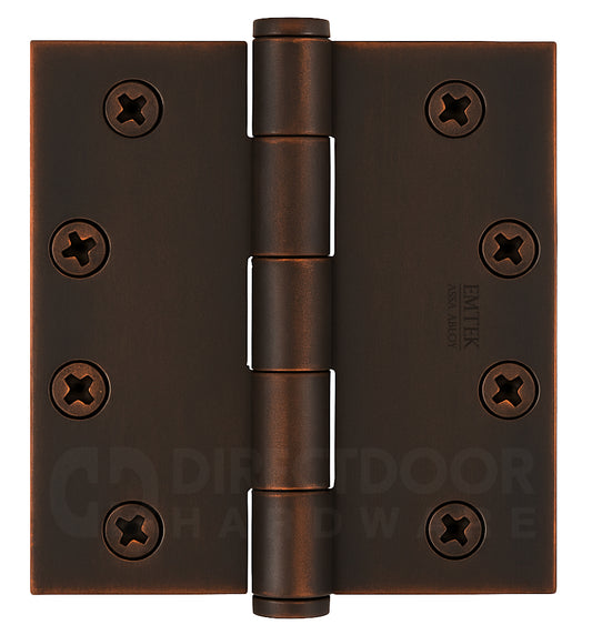 Emtek 4 Inch Heavy Duty Door Hinges With Square Corners in Oil Rubbed Bronze