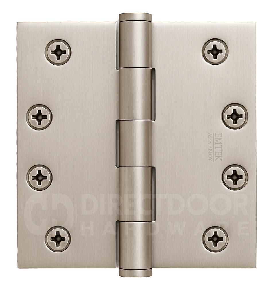 Emtek 4 Inch Heavy Duty Door Hinges With Square Corners in Satin Nickel