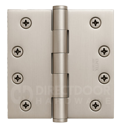 Emtek 4 Inch Heavy Duty Door Hinges With Square Corners in Satin Nickel