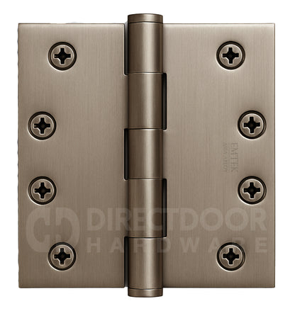 Emtek 4 Inch Heavy Duty Door Hinges With Square Corners in Pewter