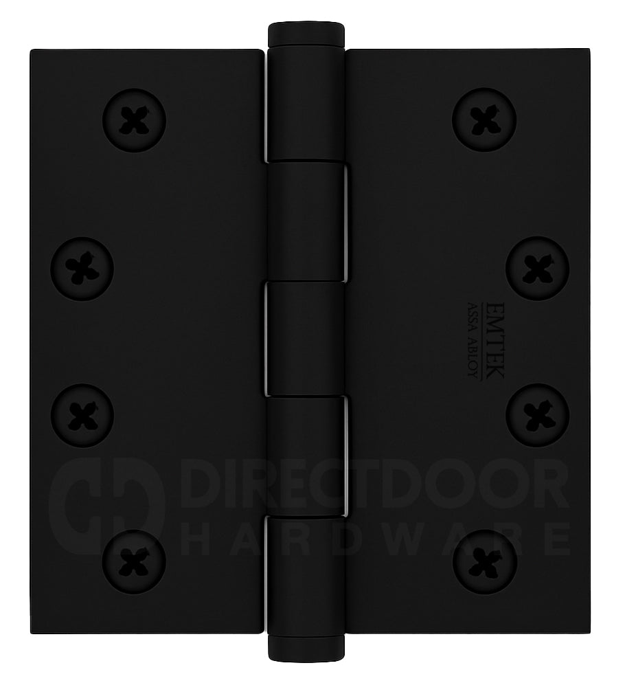 Emtek 4 Inch Heavy Duty Door Hinges With Square Corners in Flat Black