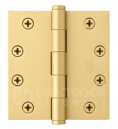 Emtek 4 Inch Heavy Duty Door Hinges With Square Corners in Satin Brass