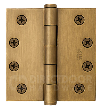 Emtek 4 Inch Heavy Duty Door Hinges With Square Corners in French Antique