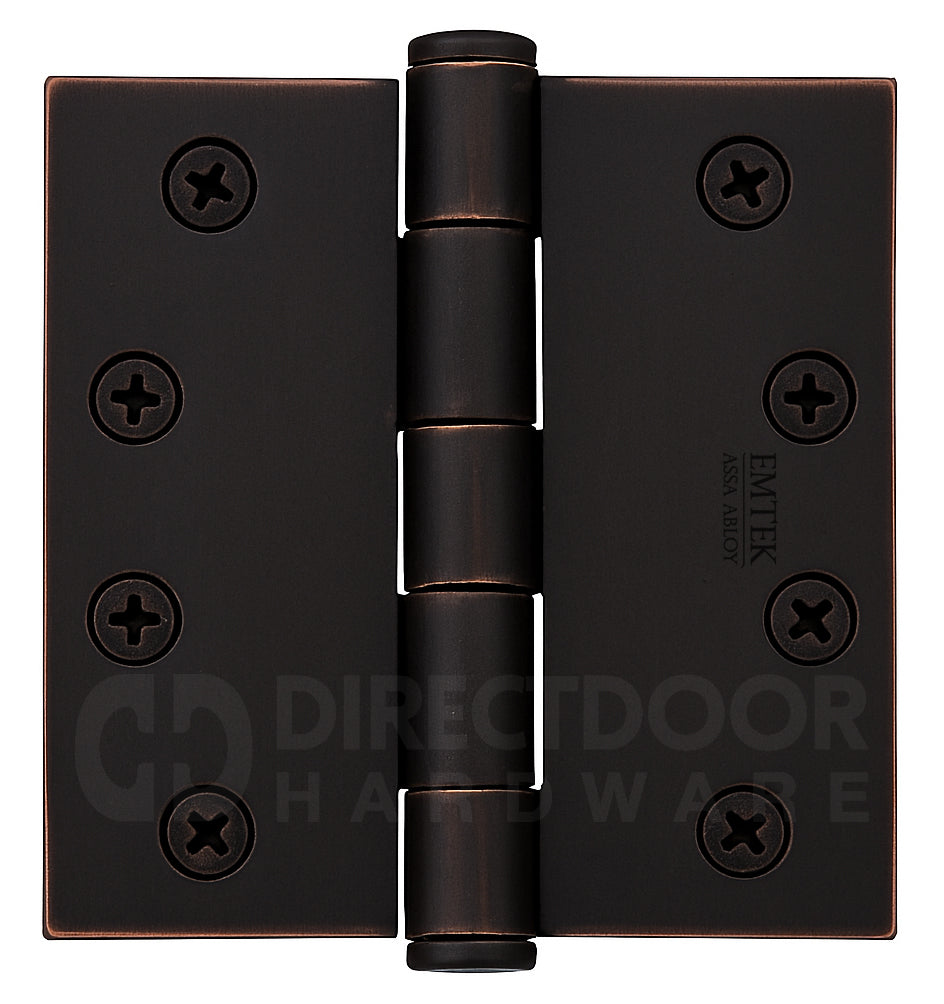 Emtek 4.5 Inch Heavy Duty Door Hinges With Square Corners in Oil Rubbed Bronze