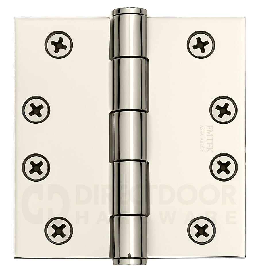 Emtek 4.5 Inch Heavy Duty Door Hinges With Square Corners in Polished Nickel
