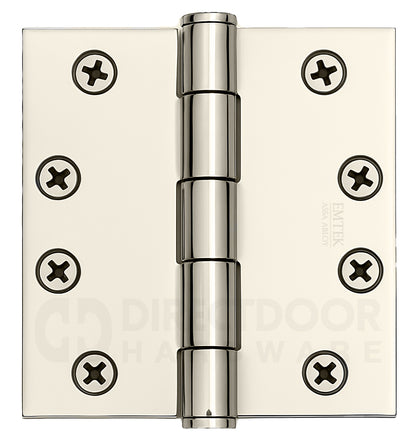 Emtek 4.5 Inch Heavy Duty Door Hinges With Square Corners in Polished Nickel