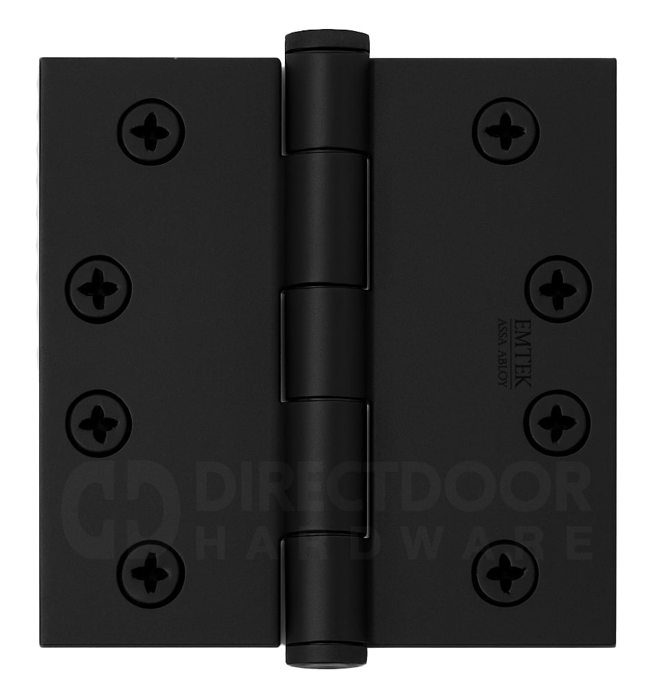 Emtek 4.5 Inch Heavy Duty Door Hinges With Square Corners in Flat Black