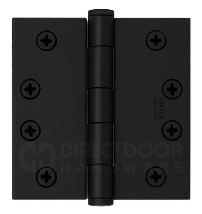 Emtek 4.5 Inch Heavy Duty Door Hinges With Square Corners in Flat Black