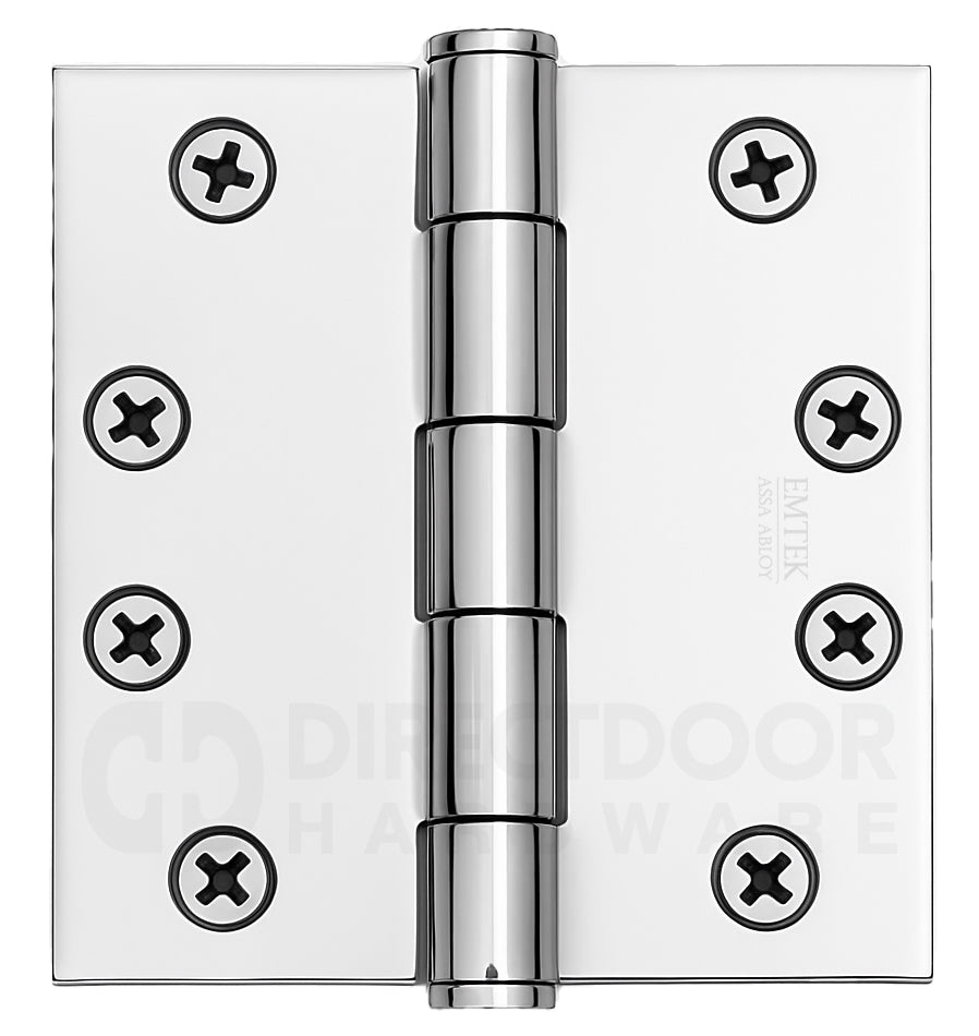 Emtek 4.5 Inch Heavy Duty Door Hinges With Square Corners in Polished Chrome