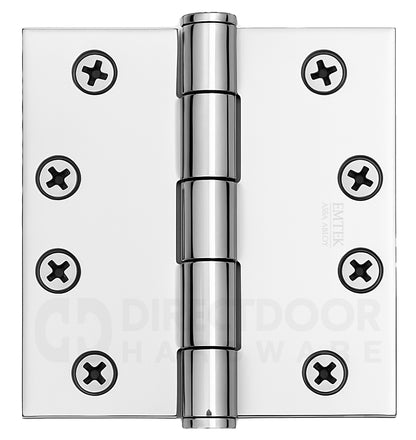 Emtek 4.5 Inch Heavy Duty Door Hinges With Square Corners in Polished Chrome
