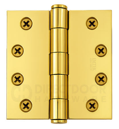 Emtek 4.5 Inch Heavy Duty Door Hinges With Square Corners in Polished Brass