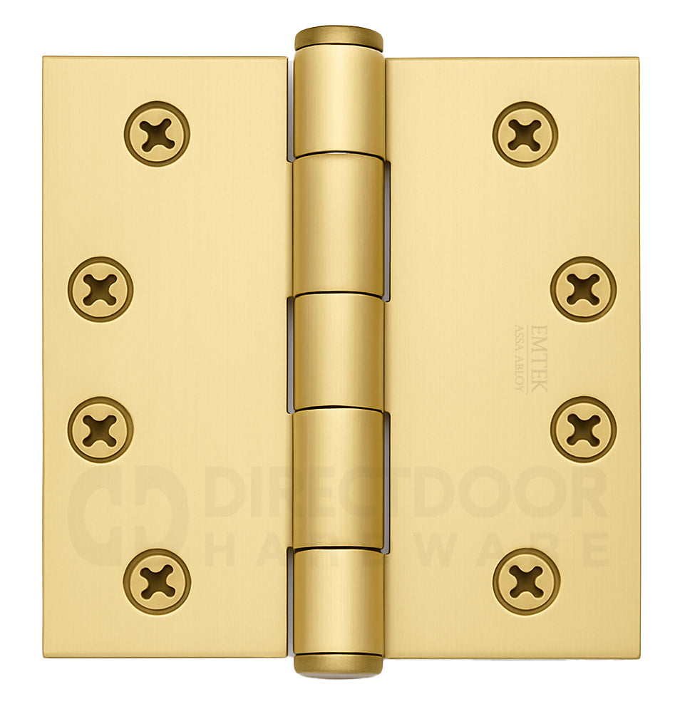 Emtek 4.5 Inch Heavy Duty Door Hinges With Square Corners in Satin Brass