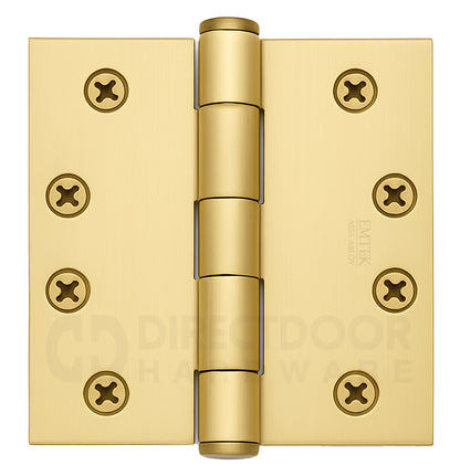 Emtek 4.5 Inch Heavy Duty Door Hinges With Square Corners in Satin Brass