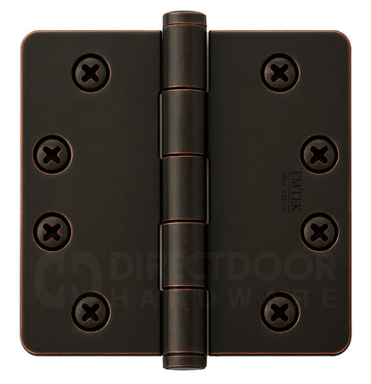 Emtek 4.5 Inch Heavy Duty Door Hinges With 1/4 Inch Round Corners Oil Rubbed Bronze