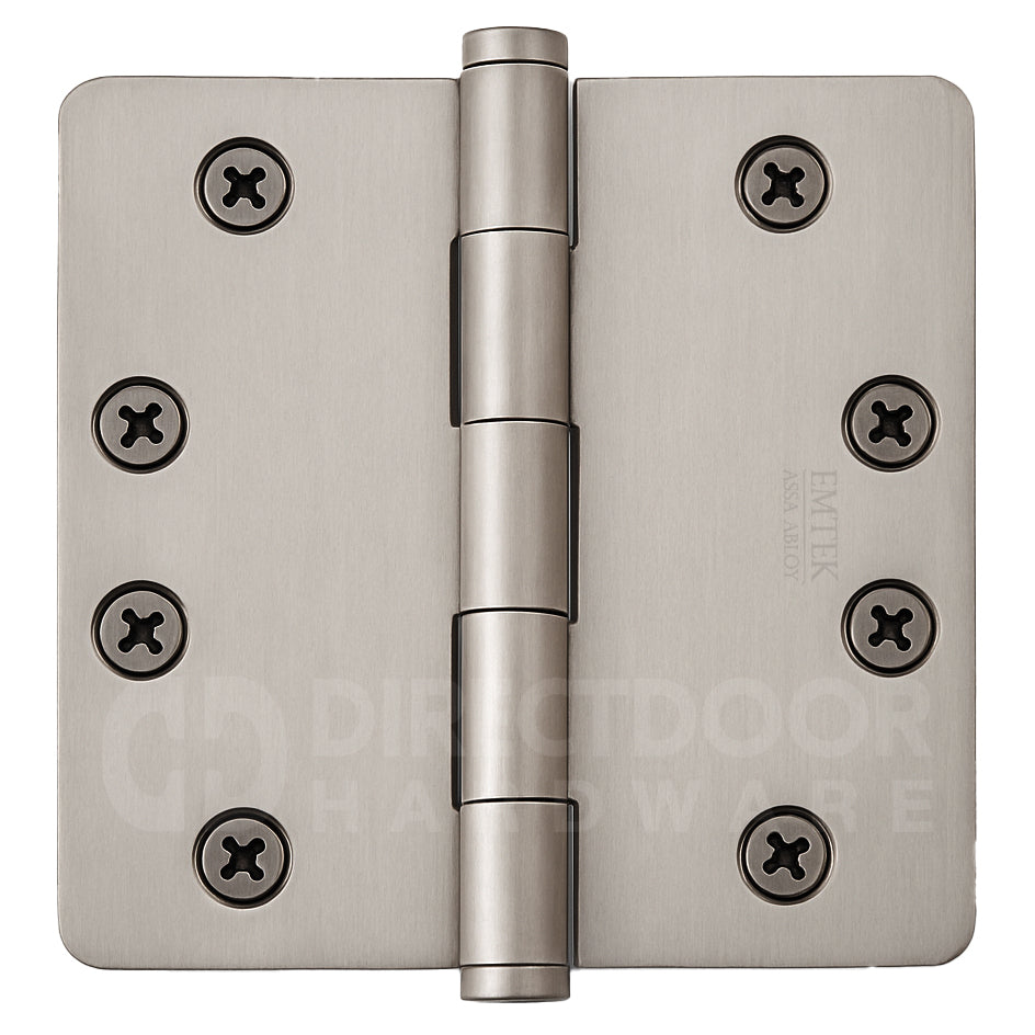 Emtek 4.5 Inch Heavy Duty Door Hinges With 1/4 Inch Round Corners Satin Nickel