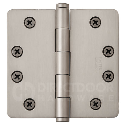 Emtek 4.5 Inch Heavy Duty Door Hinges With 1/4 Inch Round Corners Satin Nickel