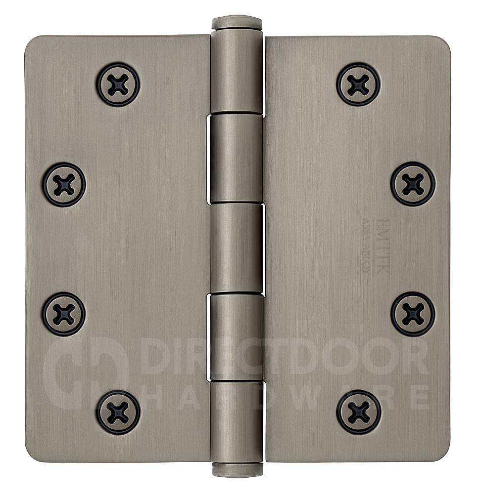 Emtek 4.5 Inch Heavy Duty Door Hinges With 1/4 Inch Round Corners Pewter
