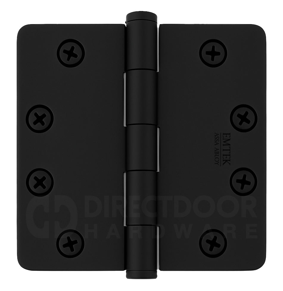 Emtek 4.5 Inch Heavy Duty Door Hinges With 1/4 Inch Round Corners in Flat Black