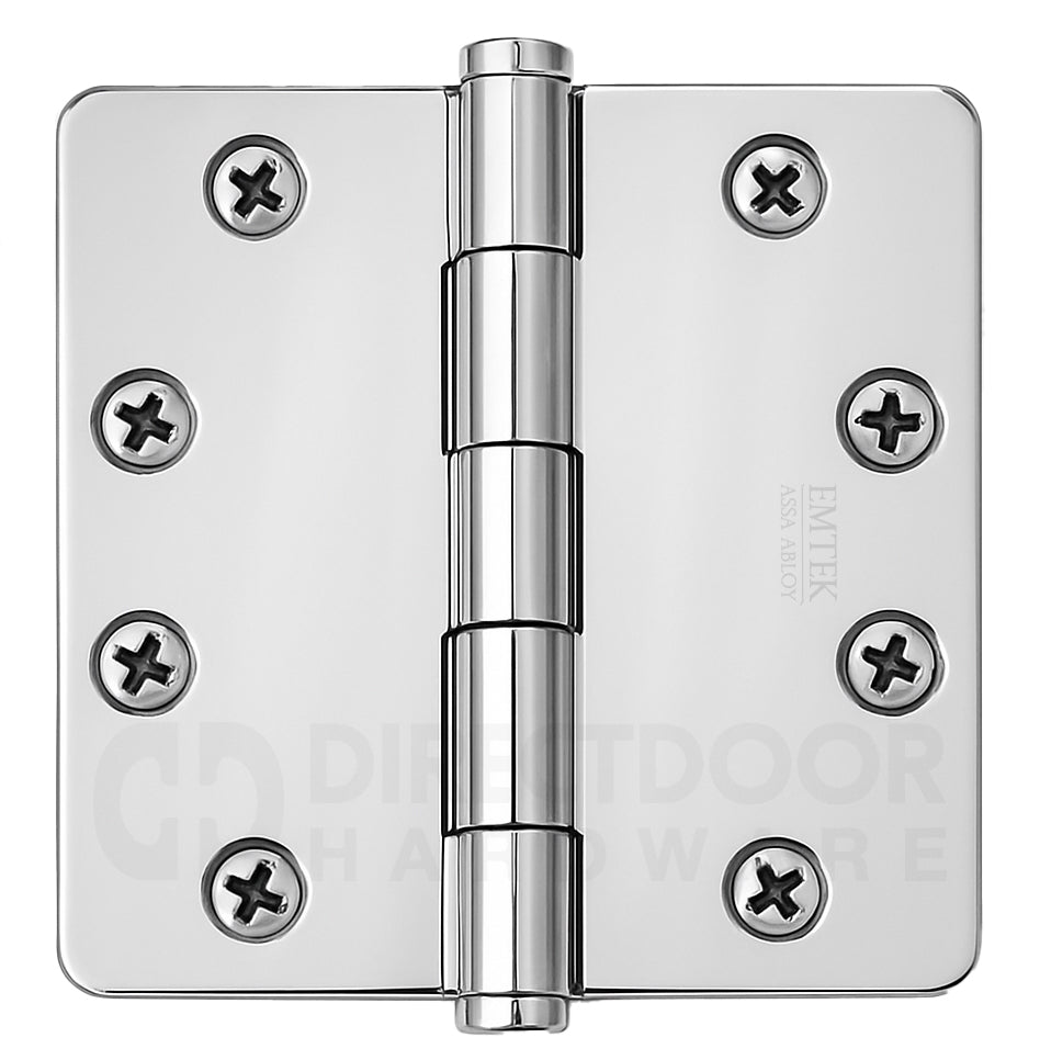 Emtek 4.5 Inch Heavy Duty Door Hinges With 1/4 Inch Round Corners Polished Chrome