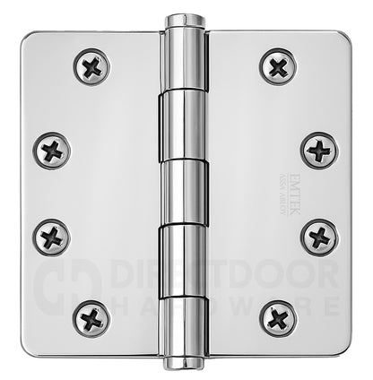 Emtek 4.5 Inch Heavy Duty Door Hinges With 1/4 Inch Round Corners Polished Chrome