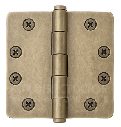 Emtek 4.5 Inch Heavy Duty Door Hinges With 1/4 Inch Round Corners in French Antique